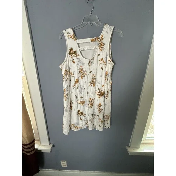 Maurices Women Dress XL White Floral Boho Sleeveless Dress Lined - Picture 2 of 4